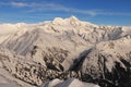 Panoramic mountain view of the Grossglockner Snow mountain range Royalty Free Stock Photo