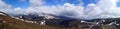 Panoramic mountains landscape in early spring - panoramic view