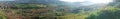 Panoramic of mountains and rice fields in Bandung district, West Java Royalty Free Stock Photo