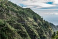 Panoramic mountains view from Eira do Serrado viewpoint on Madeira Island Portugal Royalty Free Stock Photo