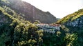 Panoramic mountains view from Hotel Eira do Serrado viewpoint above the Nun`s Valley on Madeira Island Portugal Royalty Free Stock Photo