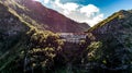 Panoramic mountains view from Hotel Eira do Serrado viewpoint above the Nun`s Valley on Madeira Island Portugal Royalty Free Stock Photo