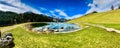 Lake Bichlersee - Bavaria - Alps - Panoramicview - Sun - Mountains Royalty Free Stock Photo