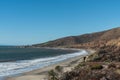 Panoramic Nicholas Canyon Beach vista in the aftermath of the Woolsey Fires, Malibu
