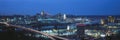 Panoramic night shot of Cincinnati skyline and lights, Ohio and Ohio River as seen from Covington, KY Royalty Free Stock Photo