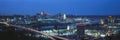 Panoramic night shot of Cincinnati skyline and lights, Ohio and Ohio River as seen from Covington, KY