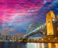 Panoramic night skyline of Sydney Royalty Free Stock Photo