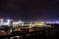 Panoramic night view on Belgrade, Beograd in Serbian, or river Danube and old but also new part of town Royalty Free Stock Photo