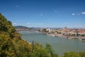 Panoramic night view of Budapest from Gellert Hill. Danube River, Chain Bridge, Buda and Pest views. Budapest Royalty Free Stock Photo