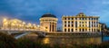 Panoramic night view of Skopje City Center at evening Royalty Free Stock Photo