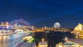 Panoramic night view of Sydney Harbour and City Skyline with a Sturgeon full Moon NSW Australia Royalty Free Stock Photo