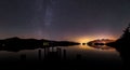 A panoramic nightscape from Ashness Jetty on Derwent water Royalty Free Stock Photo