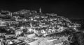 Panoramic nocturnal view of Matera, Italy