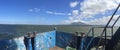 Panoramic Ometepe Island View from the ferry Royalty Free Stock Photo