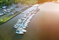 Small marina near Seen from above. Royalty Free Stock Photo