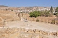 Panoramic of Oval Plaza at Jerash ruins (Jordan)