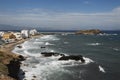 Greece- Panorama of Naxos Coastline With Village and Apollo Temple Ruin Royalty Free Stock Photo