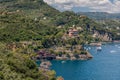 Landscaping view of Ligurian seaside Portofino town area, Italy