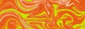 Panoramic painted backgrounds, abstract pattern wallpaper. Orange and green bends, multicolor texture, fluid paint. Motley drawing