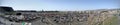 Panoramic of People and cars in Oakland-Alameda County Coliseum Parking Lot Royalty Free Stock Photo