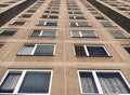 Panoramic and perspective wide angle view to high-floor building