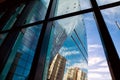 Building glass . Interior, Modern office building window opened in the morning