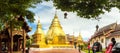 Panoramic photo Buddha Thailand temple Wat Prasingh Royalty Free Stock Photo