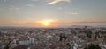 Panoramic photo of the city of Granada at sunset. Royalty Free Stock Photo