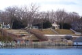 Photo of houses of a lake town during winter