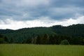 A panoramic photo of the landscape in the Vulkaneifel, Germany