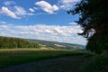 A panoramic photo of the landscape in the Vulkaneifel, Germany