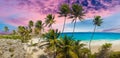 Panoramic photo of sunset over Bottom Bay beach in Barbados