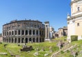 Panoramic photo of the Theater Of Marcellus Teatro Marcello in Rome, Italy