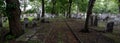 Panoramic photo of tombstones at the historic Jewish cemetery at Brady Street, Whitechapel, East London.