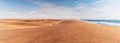 Panoramic Photograph of dunes and ocean on Namibe desert. Africa. Angola