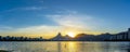 Panoramic photograph of Rodrigo de Freitas lagoon during sunset Royalty Free Stock Photo