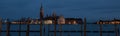 Panoramic photograph taken at dusk from San Marco, of the island of San Giorgio in the Venice lagoon