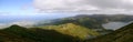 Panoramic picture of caldera of lagoa do Fogo crater lake on the island of Sao Miguel in the Azores