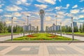 Panoramic picture of downtown Kazakhstan city Astana with its modern buildings during the day