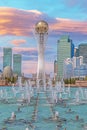 Panoramic picture of downtown Kazakhstan city Astana with its modern buildings during the day