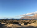 Panoramic picture of Famara beach in Lanzarote