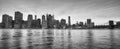 Panoramic picture of New York City skyline at dusk. Royalty Free Stock Photo