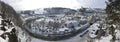 Panoramic picture of Schwarzenberg town in winter Royalty Free Stock Photo