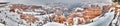 Panoramic picture of the snow-covered Bryce Canyon in Utah Royalty Free Stock Photo