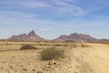 Panoramic picture of the Spitzkoppe in Namibia during the day against a blue sky Royalty Free Stock Photo