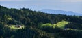 Panoramic picturesque landscape of a European secluded country house in a forest of Schwarzwald, Germany