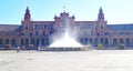 Panoramic of Plaza EspaÃ±a or MarÃ­a Luisa Park square in Seville