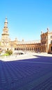 Panoramic of Plaza EspaÃ±a or MarÃ­a Luisa Park square in Seville