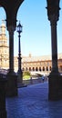 Panoramic of Plaza EspaÃ±a or MarÃ­a Luisa Park square in Seville