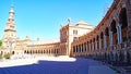 Panoramic of Plaza EspaÃ±a or MarÃ­a Luisa Park square in Seville